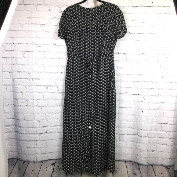 VTG Nathalie Seaver Women's Geometric Round Neck Short Sleeve Black Maxi Dress 1 - Picture 4 of 12